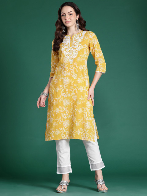 Indo Era Women Floral Embroidered Thread Work Kurta - Image 3