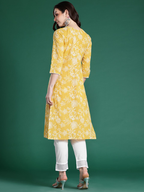 Indo Era Women Floral Embroidered Thread Work Kurta - Image 5