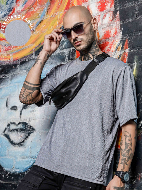 House of Koala Unisex Textured Oversized Round Neck T-shirt