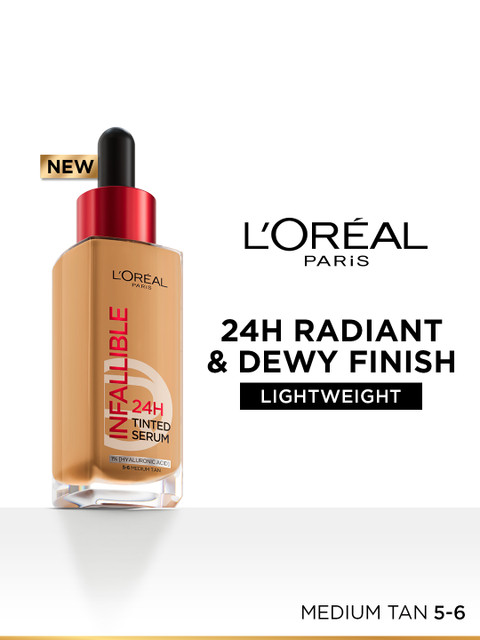 LOreal Paris Infallible 24H Lightweight Dewy Tinted Serum Foundation 30ml - Medium-Tan 5-6