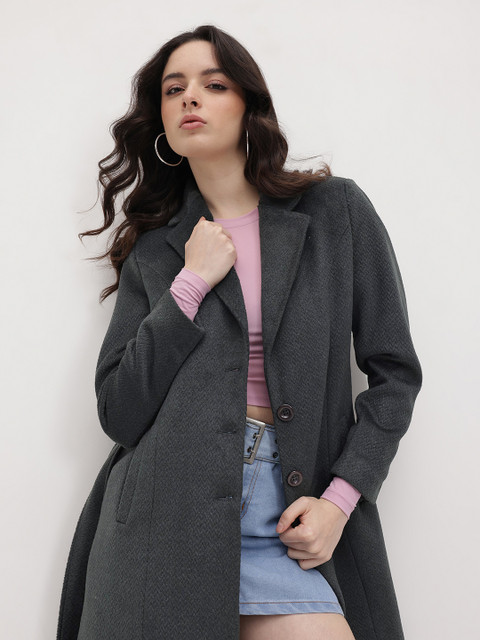 The Roadster Life Co. Self-Design Notched Lapel Collar Single-Breasted Overcoat with Belt