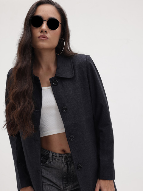 The Roadster Life Co. Solid Peter Pan Collar Longline OverCoat