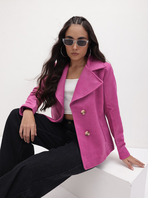 The Roadster Life Co. Notched Lapel Single-Breasted Fleece Coat