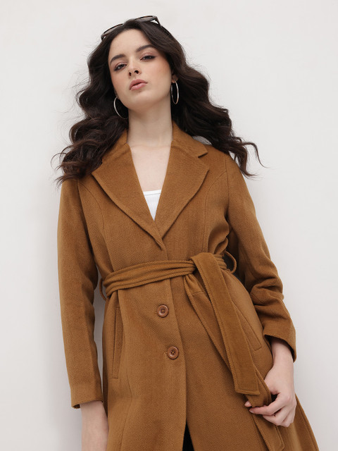 The Roadster Life Co. Self-Design Notched Lapel Collar Single-Breasted Overcoat with Belt