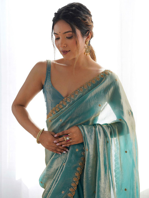 Anouk Embellished Sequinned Tissue Saree