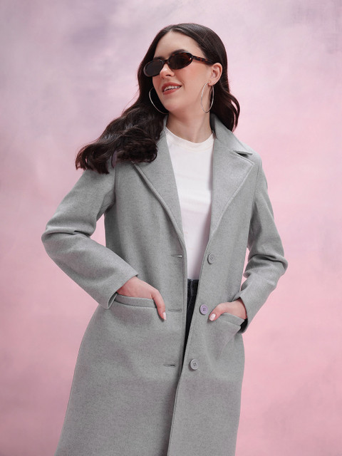 DressBerry Single-Breasted Knee Length Overcoat