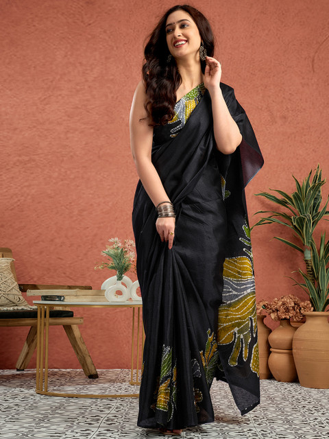 Sangria Floral Printed Silk Blend Saree - Image 4