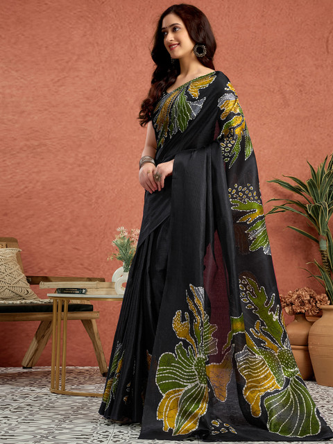 Sangria Floral Printed Silk Blend Saree - Image 3