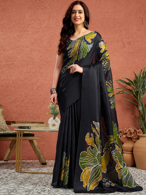 Sangria Floral Printed Silk Blend Saree - Image 2