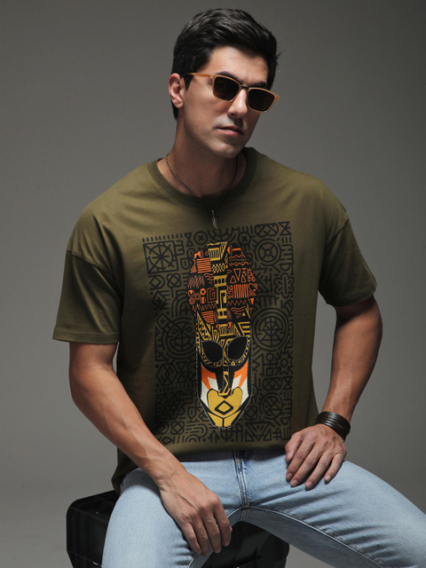 Stormborn Men Graphic Printed Round Neck Cotton Oversized T-shirt