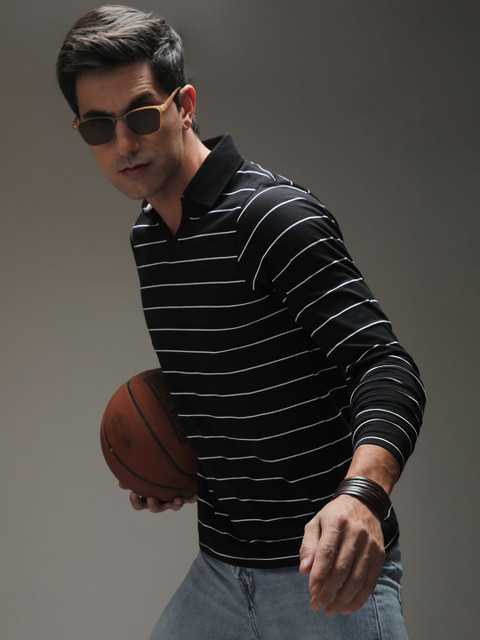 DILLINGER Men Regular Long Sleeve Polo Striped Tshirt