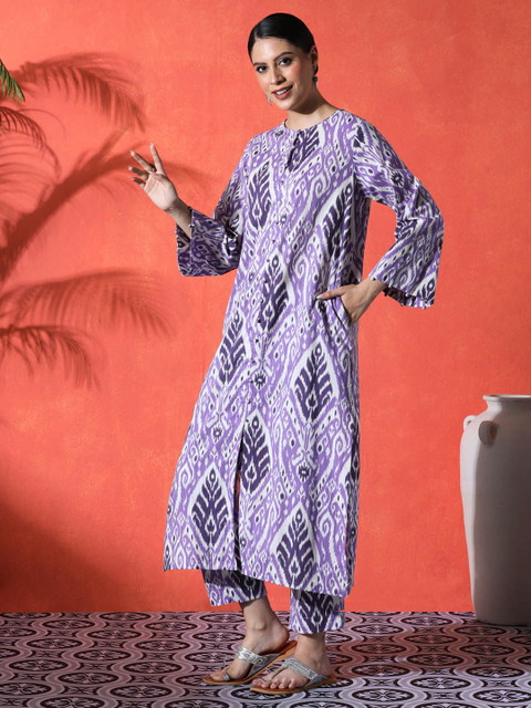 Sangria Floral Printed 100% Cotton Kurta & Trousers Kurta Set - Image 5
