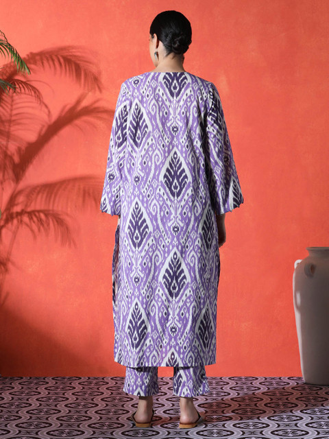 Sangria Floral Printed 100% Cotton Kurta & Trousers Kurta Set - Image 6