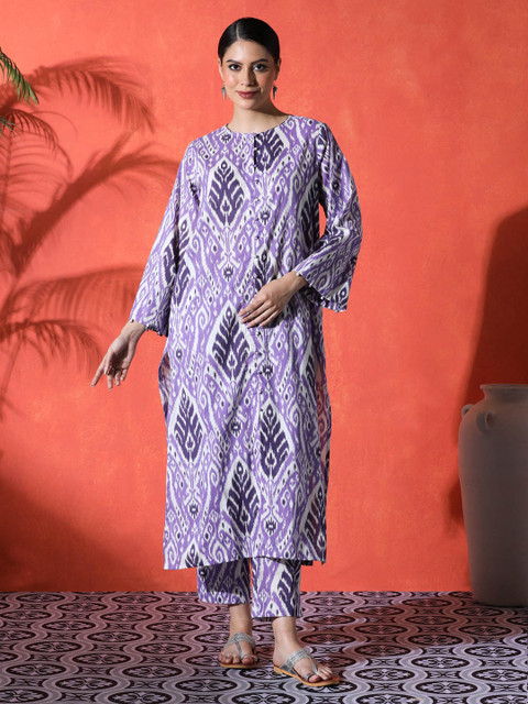 Sangria Floral Printed 100% Cotton Kurta & Trousers Kurta Set - Image 2