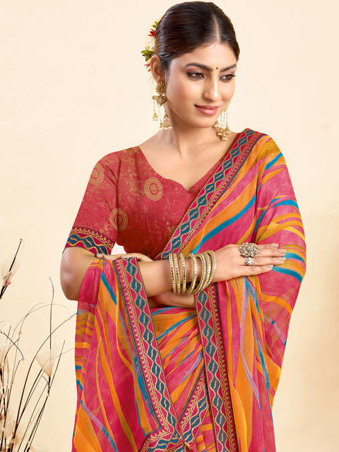 KALINI Leheriya Dyed Pure Chiffon Saree