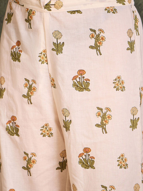 Indo Era Floral Printed Pure Cotton A-Line Tunic With Palazzo - Image 4