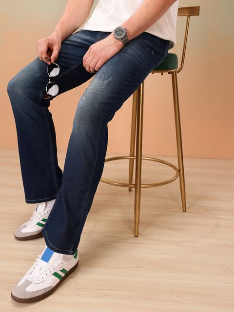 Mast & Harbour Men Mid-Rise Light Fade Bootcut Stretchable Jeans