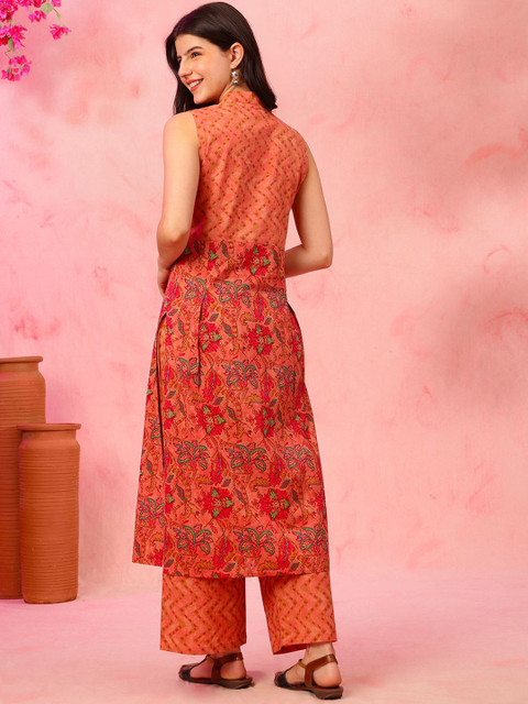 Anouk Rustic Floral Printed Pure Cotton Straight Kurta with Trouser - Image 6