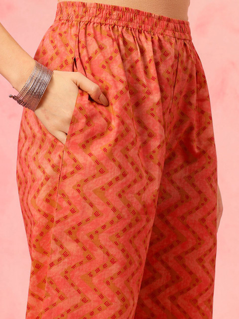 Anouk Rustic Floral Printed Pure Cotton Straight Kurta with Trouser - Image 4