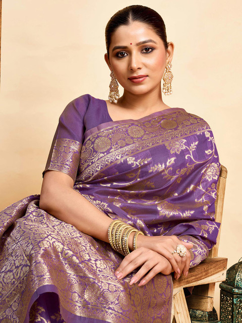 KALINI Woven Design Zari Silk Blend Paithani Saree