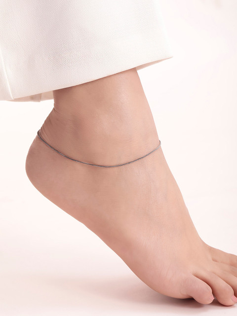 Zavya 925 Pure Sterling Silver Rhodium-Plated Anklet