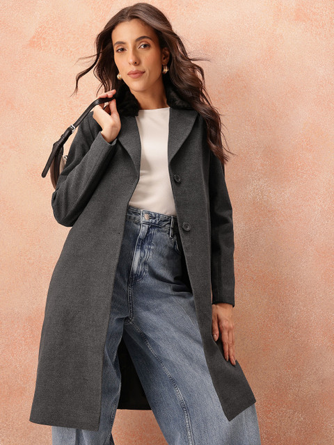 all about you Peak Lapel Collar Regular Fit Single-Breasted Overcoat