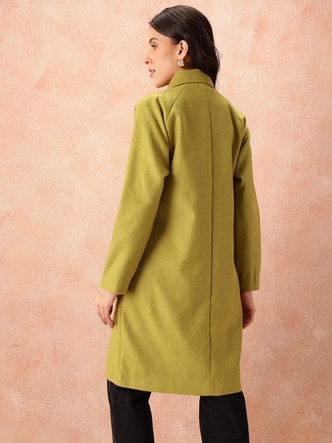 all about you Chevron Self-Design Raglan Sleeves Knee-Length Single-Breasted Overcoat - Image 5