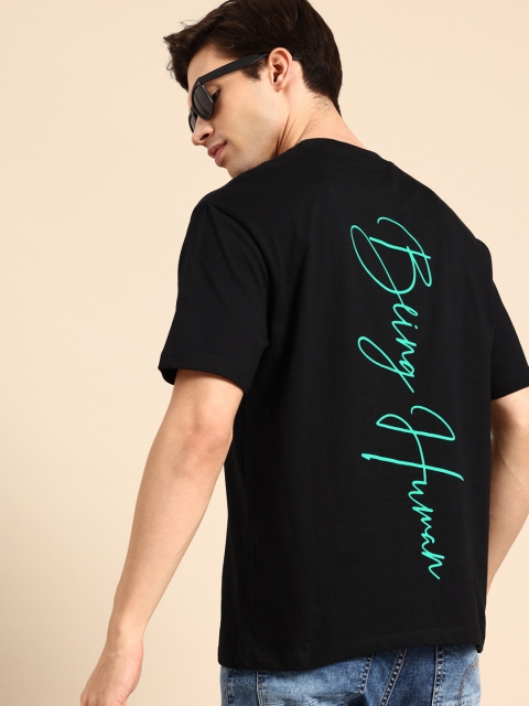 Being Human Brand Logo Printed Drop-Shoulder Sleeves Pure Cotton T-shirt