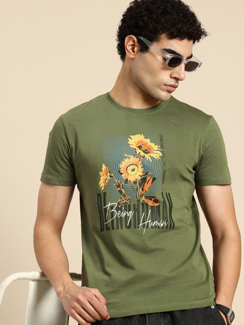 Being Human Graphic Printed Pure Cotton Slim Fit T-shirt