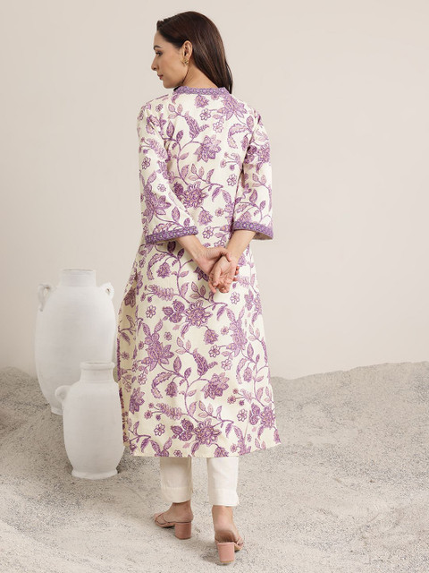 Libas Women Floral Printed Sequins Straight Kurta - Image 6