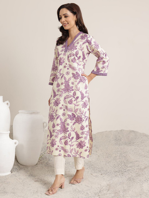Libas Women Floral Printed Sequins Straight Kurta - Image 5