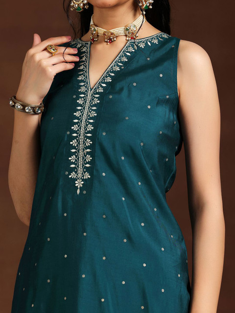 Libas Women Floral Embroidered Regular Kurta with Palazzos & With Dupatta - Image 2