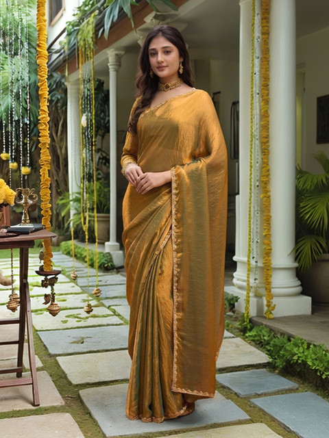 KALINI Women Solid Saree - Image 4