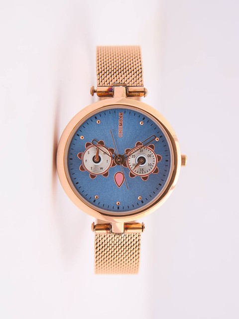 Chumbak Women Mint Dial Hoot Mesh Strap Watch