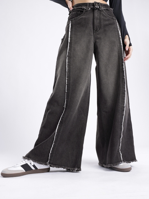 glitchez Women Frayed Palazzo Jeans