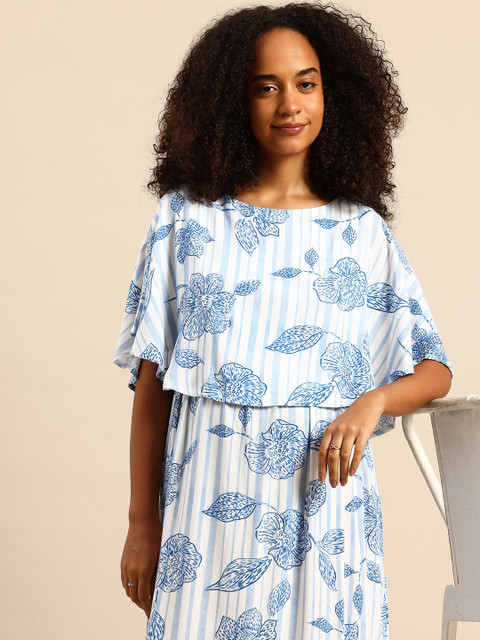 Mystere Paris Floral Print Maternity A-Line Maxi Dress