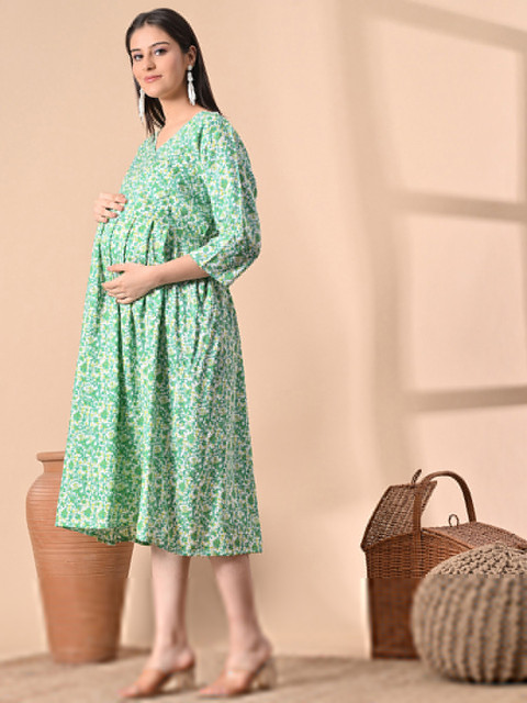 SILAKIVA Women Floral Printed Floral Maternity Anarkali Kurta - Image 4