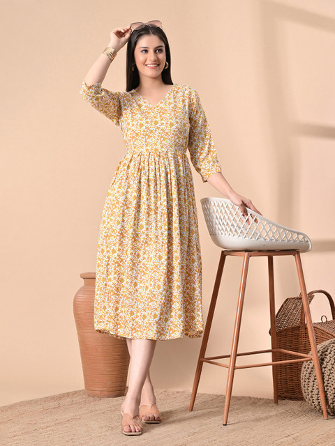 SILAKIVA Women Floral Printed Floral Maternity Anarkali Kurta