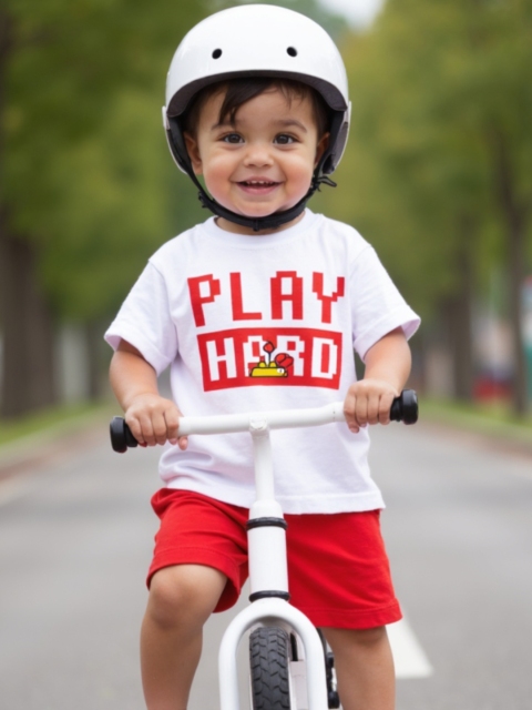Nap Chief Infants Unisex Play Hard Printed Pure Cotton T-Shirt & Cargo Shorts