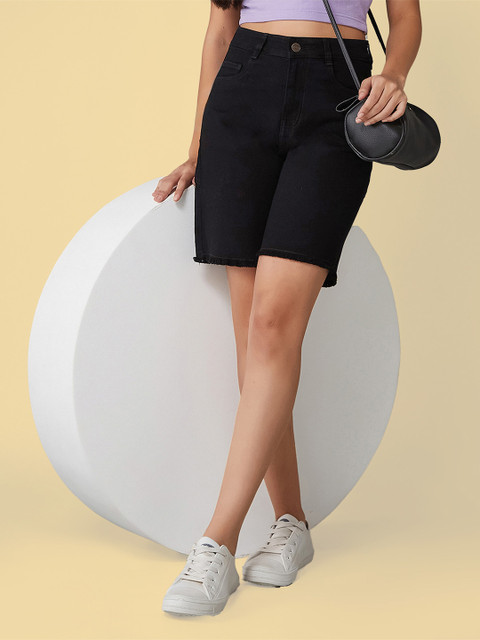 The Roadster Lifestyle Co. Women High Rise Clean Look Stretchable Denim Shorts