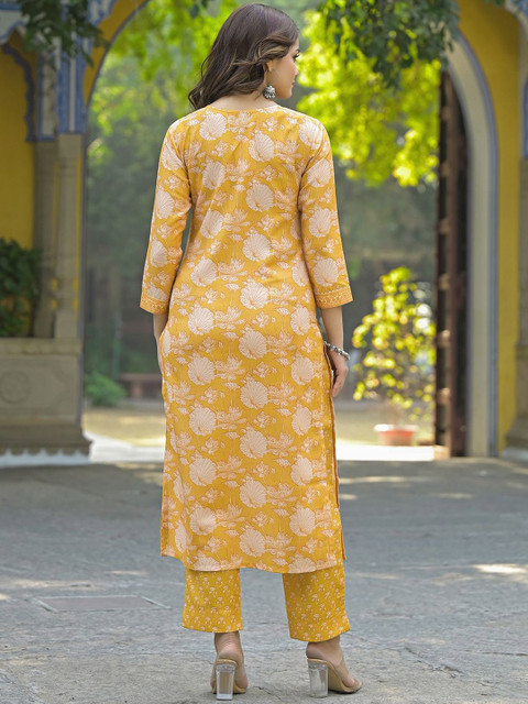 KALINI Women Floral Printed Regular Kurta with Trousers & With Dupatta - Image 5
