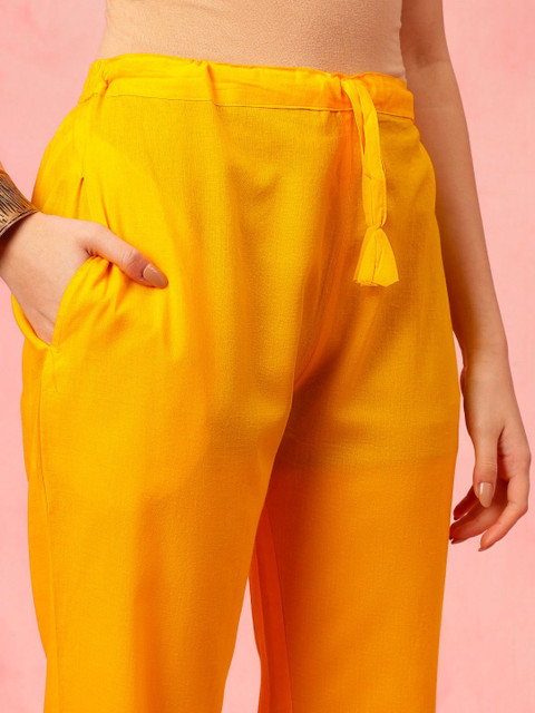 Anouk Floral Printed Shoulder Straps Pure Cotton Straight Kurta With Pyjamas & Dupatta - Image 3