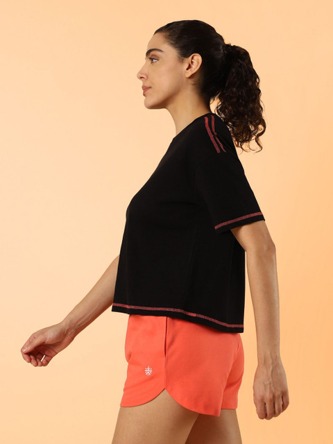 CULT Women Black Unity Boxy crop fit Top