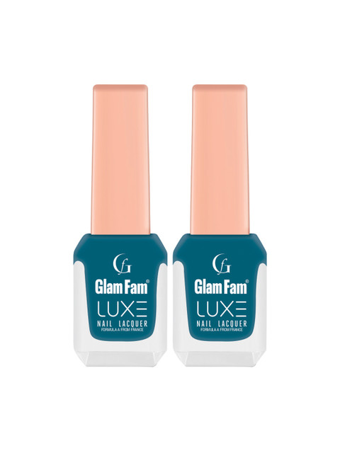 GlamFam Set Of 2 Luxe Nail Lacquer - 12 ml Each - Peacock Green 38