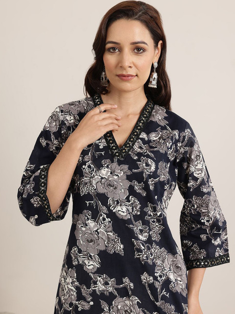 PHYSIL Women Floral Printed V-Neck Kurta - Image 2