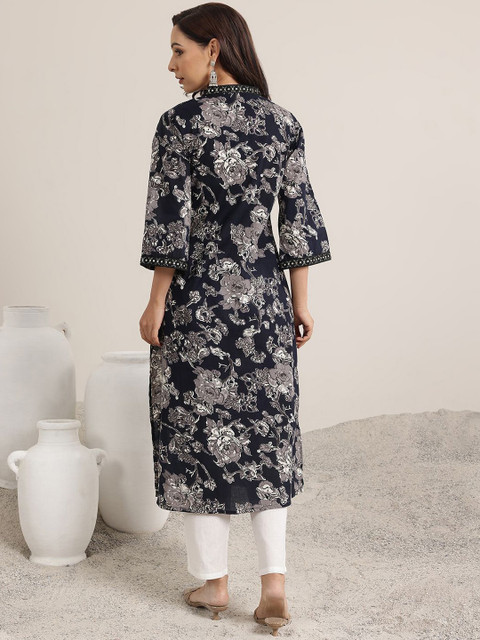 PHYSIL Women Floral Printed V-Neck Kurta - Image 4