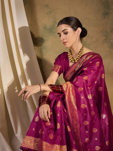 Sangria Women Woven Design Banarasi Saree
