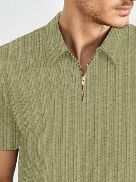 Moda Rapido Men Self Design Polo Collar T-shirt - Image 2