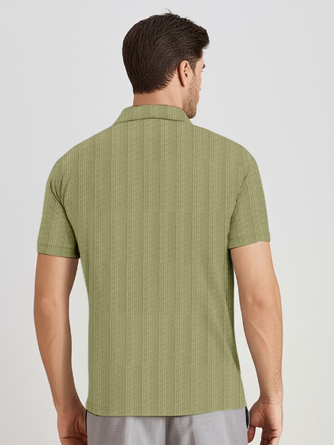 Moda Rapido Men Self Design Polo Collar T-shirt - Image 5