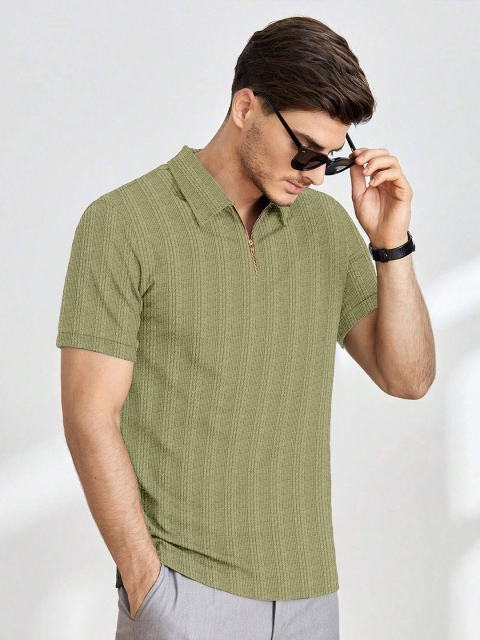 Moda Rapido Men Self Design Polo Collar T-shirt - Image 3